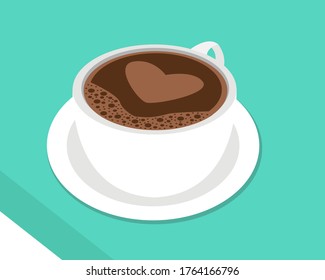 Diseño vectorial de ilustración de taza de café con signo de amor