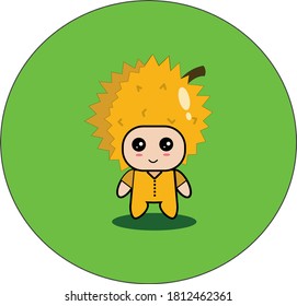 Illustration vector design of cute durian mascot.