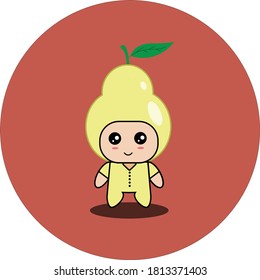 Illustration vector design of cute pear mascot.