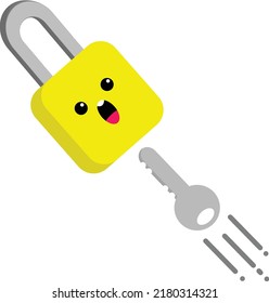ilustración de diseño vectorial de caracteres padlock amarillos lindos.
Ilustración adecuada para libros, libros infantiles, libros de dibujo, cuentos, revistas, stickers, ícono para web, aplicación, juego, logotipo, etc.
