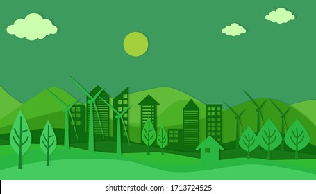 Illustration Vector Design Of Eco Green City