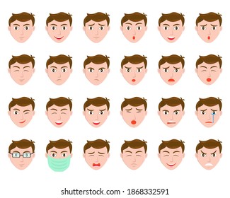 Illustration vector design of face expression male set template