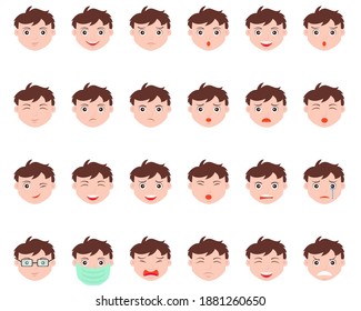 Illustration vector design of face expression boy set template