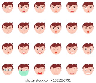 Illustration vector design of face expression boy set template