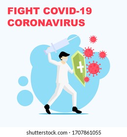 Illustration vector design fight covid 19 coronavirus