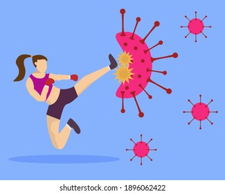 Illustration vector design of fighter vs virus