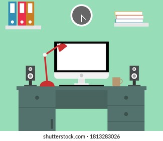 Illustration vector design of flat office room