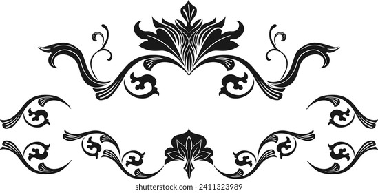 Illustration vector design of floral ornamental swirl leaves for decoration and Photoshop brushes