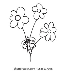 illustration of vector design of flowers, print, art, sketch, tattoo