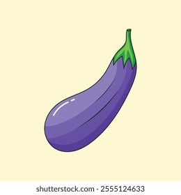 illustration vector design of fresh purple eggplant. suitable for graphic design, vector element, infographic, icon, product label design, etc.
