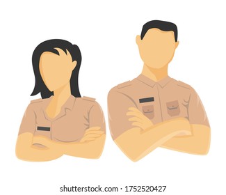 Illustration vector design of government employees, pegawai negeri sipil, known as PNS in Indonesian