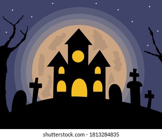 Illustration vector design of Halloween landscape background