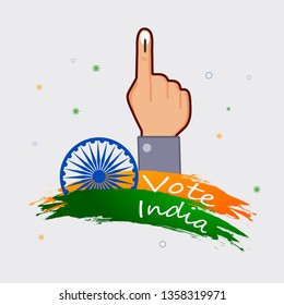 illustration vector design of hand with voting sign/symbol to vote India.