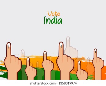 illustration vector design of hand with voting sign/symbol to vote India.