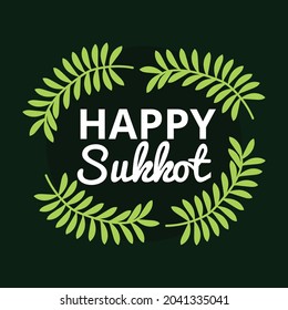 Illustration Vector Design Of Happy Sukkot 20 September with leaf frame