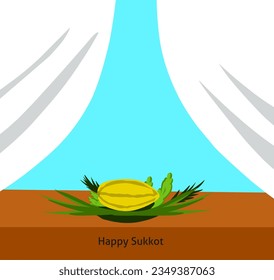 Illustration Vektordesign von Happy Sukkot 20. September mit Rahmen