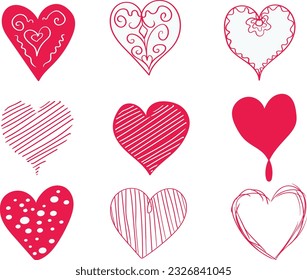 Illustration vector design of hearts set bundle in perfect for emoji, sticker, stationary, elements for your design