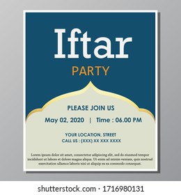 Illustration vector design of iftar party invitation template flyer, full editable.