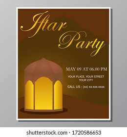 Illustration vector design of iftar party invitation template flyer. Full editable.