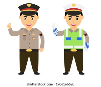 illustration vector design of indonesian police. Indonesian cop