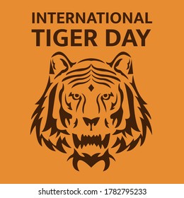 Illustration vector design of international tiger day. Only tiger's head