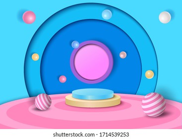 Illustration vector design for kids with 3d style background