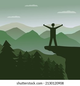 Illustration vector design of landscape, climbing mountain.