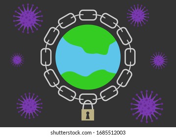 Illustration vector design of lockdown, the earth is being quarantined.