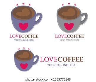 Illustration vector design of love coffee cup logo template for business or company