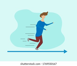 Illustration, Vektordesign des Menschen läuft auf Erfolg