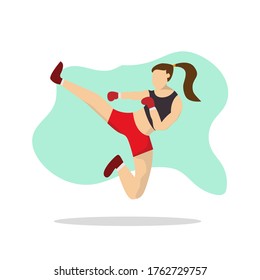 Illustration vector design of martial art woman. Woman fighter.