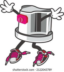 Illustration vector design mascot of ghetto blaster caps of cans