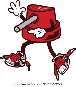 Illustration vector design mascot red needle caps pointing something