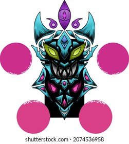 Illustration vector  design of mask face a angry monster, the head mascot style so colour full. 