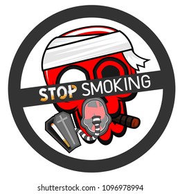 Illustration vector design, No smoking  campaign in World No Tobacco Day, sign icon Skull concept.