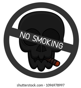 Illustration vector design, No smoking  campaign in World No Tobacco Day, sign icon Skull concept.