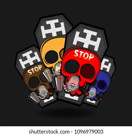 Illustration vector design, No smoking  campaign in World No Tobacco Day, sign icon Skull concept.