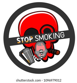 Illustration vector design, No smoking  campaign in World No Tobacco Day, sign icon Skull concept.