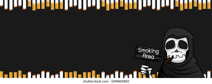 Illustration vector design, No smoking campaign in World No Tobacco Day, Skull concept. for timeline and cover website.