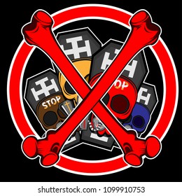 Illustration vector design, No smoking campaign in World No Tobacco Day, Skull concept. for timeline and cover website.
