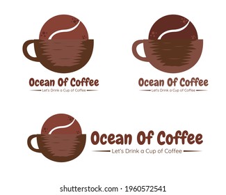 Illustration vector design of ocean of coffee logo template for your business or company