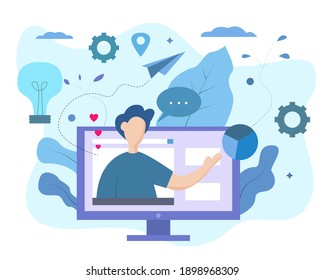 Illustration vector design of online course
