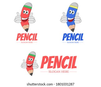 Illustration vector design of pencil mascot logo for business or company