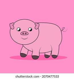 Illustration vector design of pig cute animal cartoon