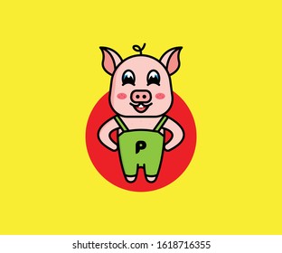 Illustration vector design of pig. Good for animal products, logo, etc.
