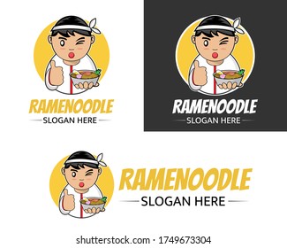 Illustration vector design of ramen mascot logo template