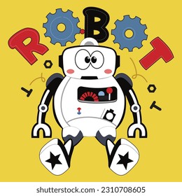 illustration, vector design of robot with pattern for kids shirts