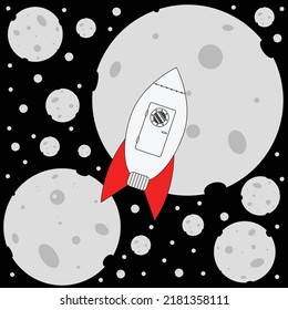 illustration vector design of Rocket floating around meteorites.

Suitable illustration for icon, cover of books, magazine, science book illustration, poster, sticker, t-shirt, story book, and etc.