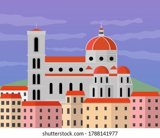 Illustration vector design of santa maria del fiore. It is located in Florence, Tuscany, Italy.