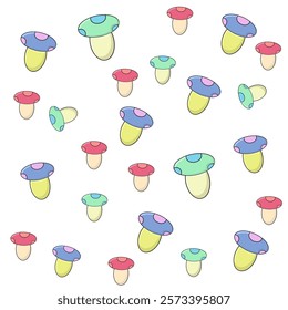 illustration vector of design seamless pattern cartoon mushroom